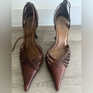 Brown leather heels